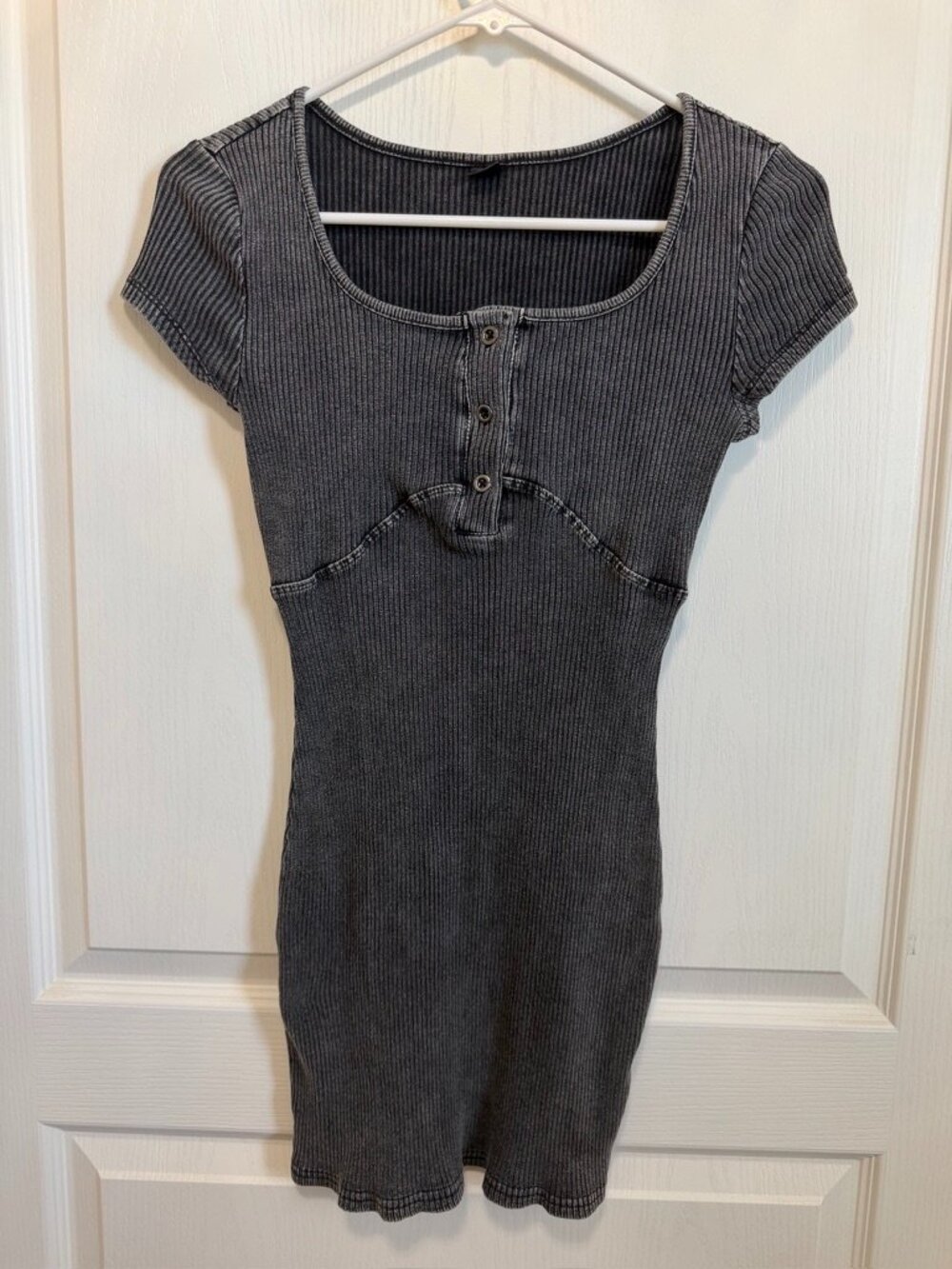 Coolane Women's Spring/Summer Grunge Preppy Casual Cotton Rib Knit Dress - Picture 2 of 3